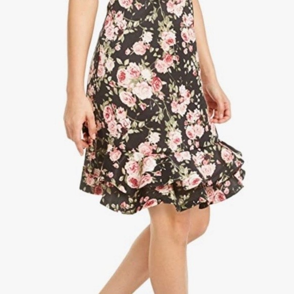 Rosie Harlow Women’s Pink/Black | Floral Print|  Dress Size L - Picture 1 of 7